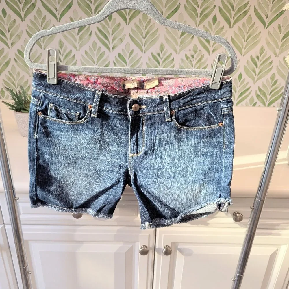 Paige Denim Cut Off Jean Shorts 28 Denim Y2K Coastal Anericana Summer Beachy